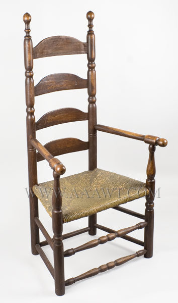 Ladder Back Armchair, Old Surface
Eighteenth Century
New England, entire view